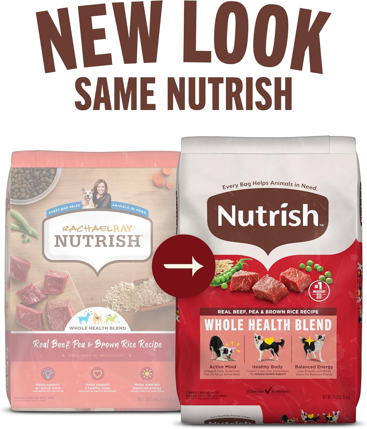Nutrish Real Beef, Pea & Brown Rice Recipe Whole Health Blend Dry Dog Food, 28 lb. Bag, Packaging May Vary (Rachael Ray) - Image 2