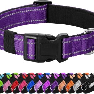 Reflective Dog Collar Padded with Soft Neoprene Breathable Quick Release Basic Dog Collars for Medium Dogs Purple Girl