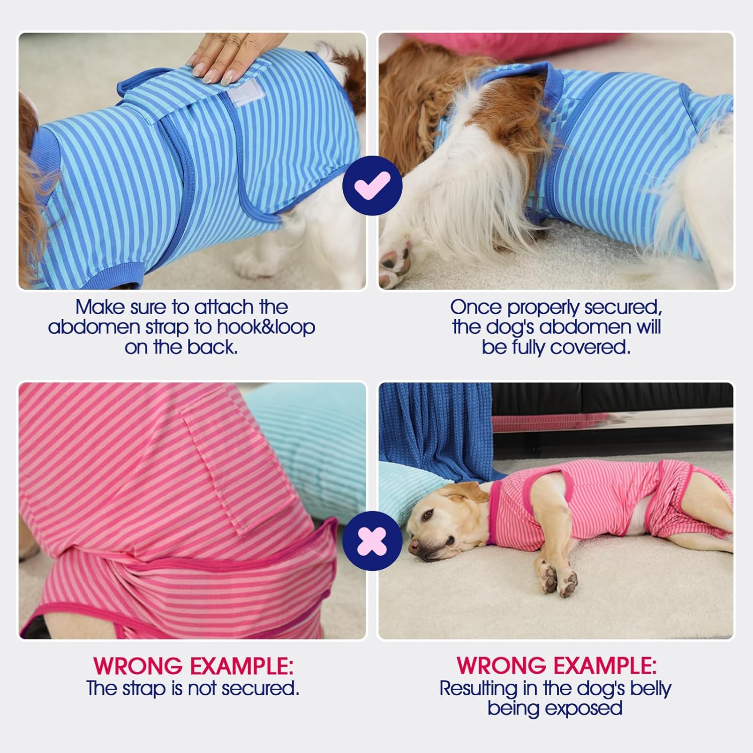 FUAMEY Recovery Suit for Dogs After Surgery,Soft Breathable Dog Bodysuit E-Collar & Cone Alternative Surgical Suit,Male Female Dog Neuter Spay Suits Anti Licking Wounds Onesie Rose Stripes S - Image 9