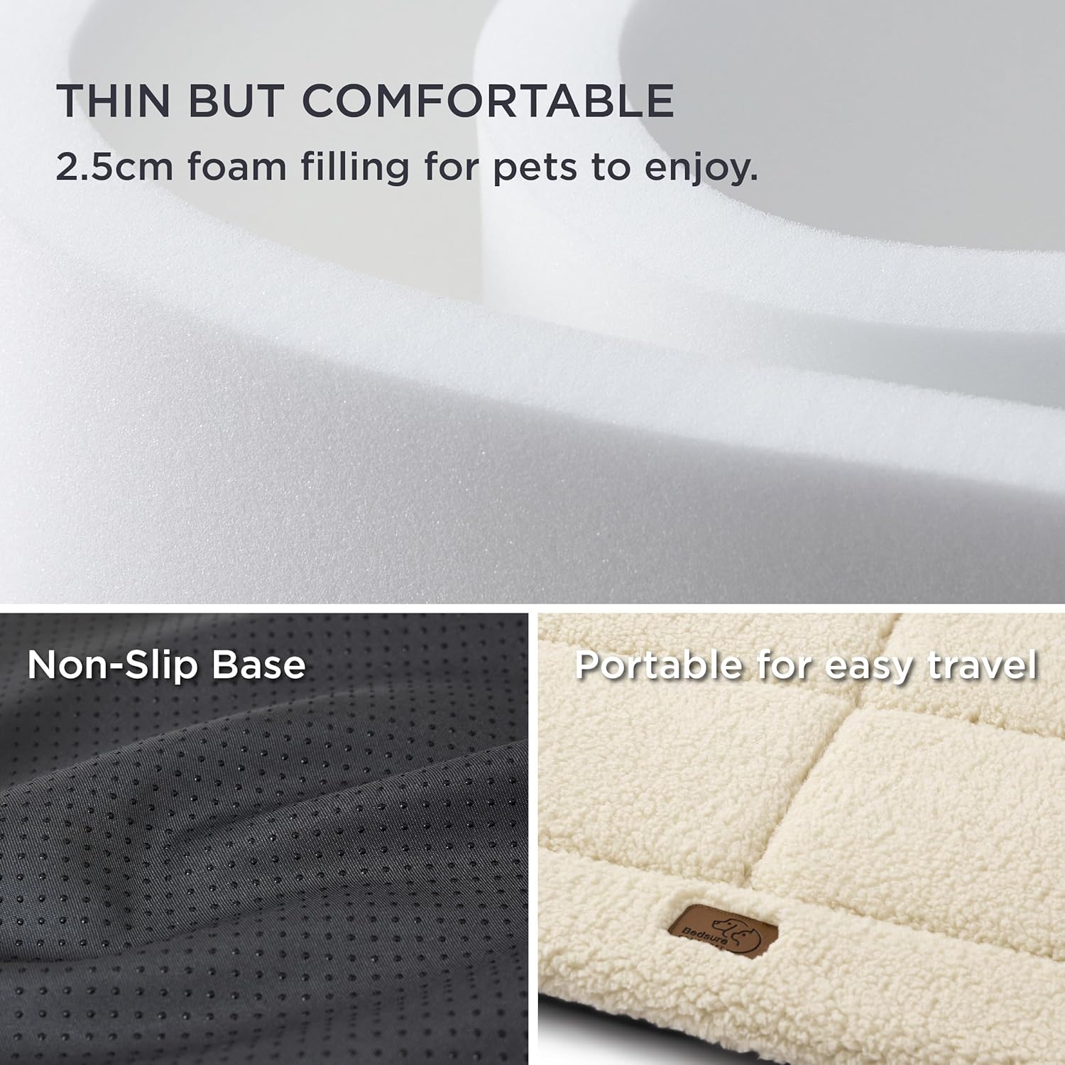 Bedsure Washable Dog Crate Bed for Large Dogs, Reversible Foam Floor Pet Mat, Versatile Lightweight Pet Crate Pad for Cages - Image 3