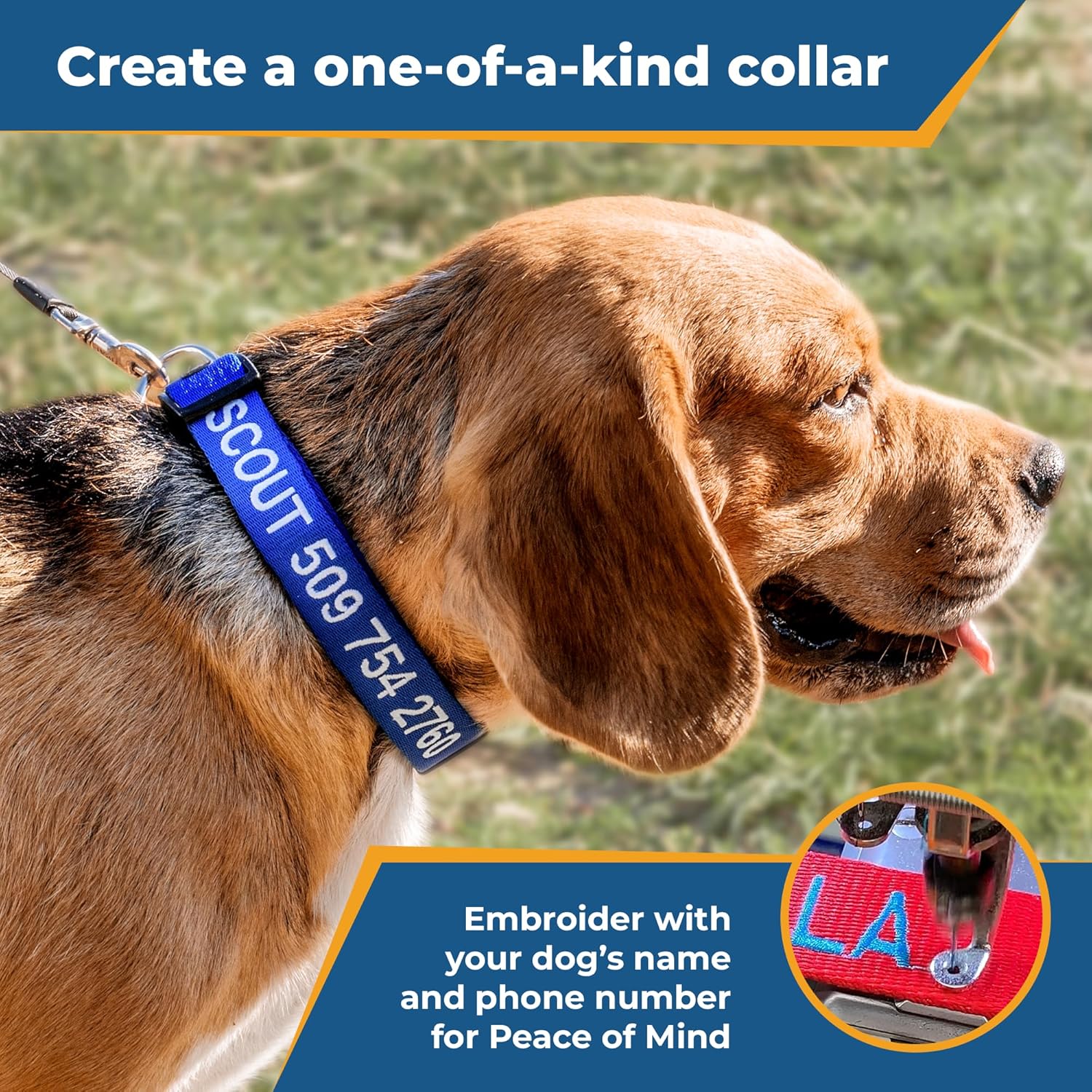 GoTags Personalized Dog Collar, Custom Embroidered with Pet Name and Phone Number in Blue, Black, Pink, Red and Orange, for Boy and Girl Dogs or Cats, Adjustable Sizes, Small, Medium, and Large - Image 3