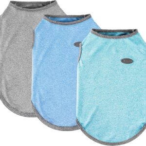 3 Pack Lightweight Sun Protection Dog Shirt Breathable Sleeveless Dog T Shirts Extra Soft Top Tank Dog Clothes for Outdoor Activities (Dark Gray + Sky Blue + Lake Blue, Large)