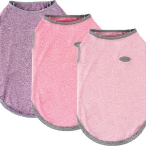 3 Pack Lightweight Sun Protection Dog Shirt Breathable Sleeveless Dog T Shirts Extra Soft Top Tank Dog Clothes for Outdoor Activities (Purple + Skin Pink + Light Pink, Large)